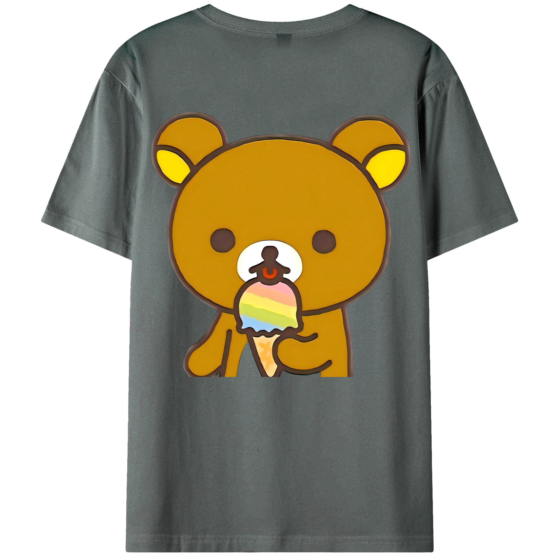 （画像用） リラックマ リラックマ キイロイトリ Rilakkuma Korilakkuma Kiiroitori 綿100％ メンズ半袖Tシャツ（バックプリント） 通気性